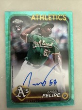 2024 Topps Chrome Angel Felipe Aqua Wave Refractor /199 Auto Oakland Athletics 