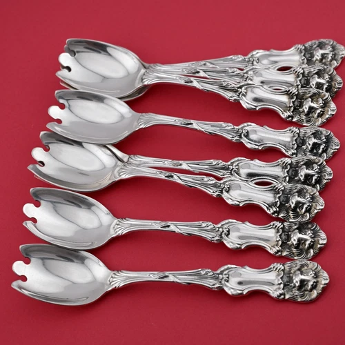 8 Sterling Silver Wallace / Frank Smith Lion Ice Cream Forks ~no mono