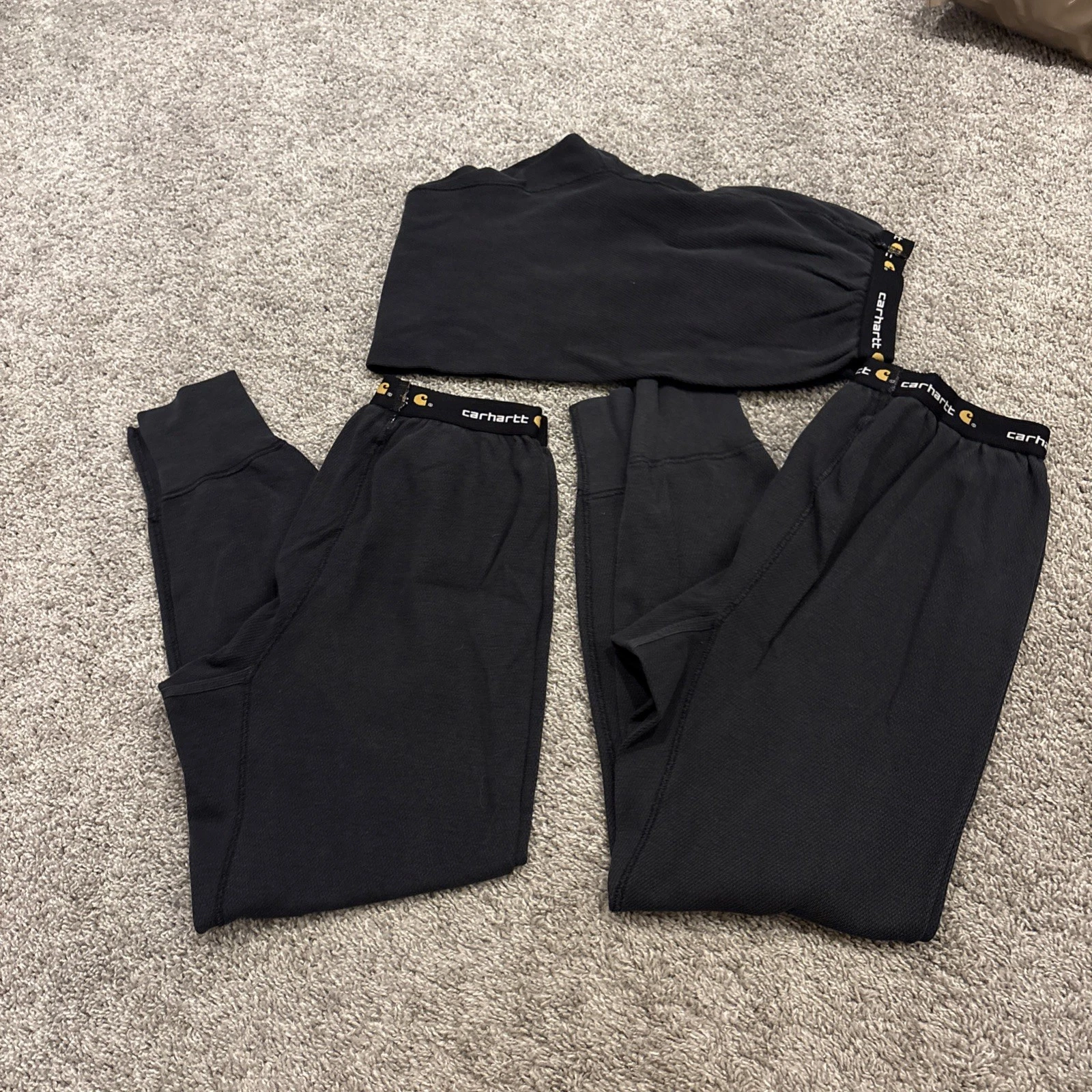 3 LOT Carhartt Base Layer Pants Mens Large Black Activewear Long Johns K229 BLK