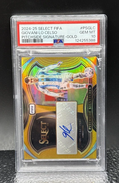 2024-25 Select FIFA Giovani Lo Celso Gold Auto /10 Pitchside Signatures PSA 10