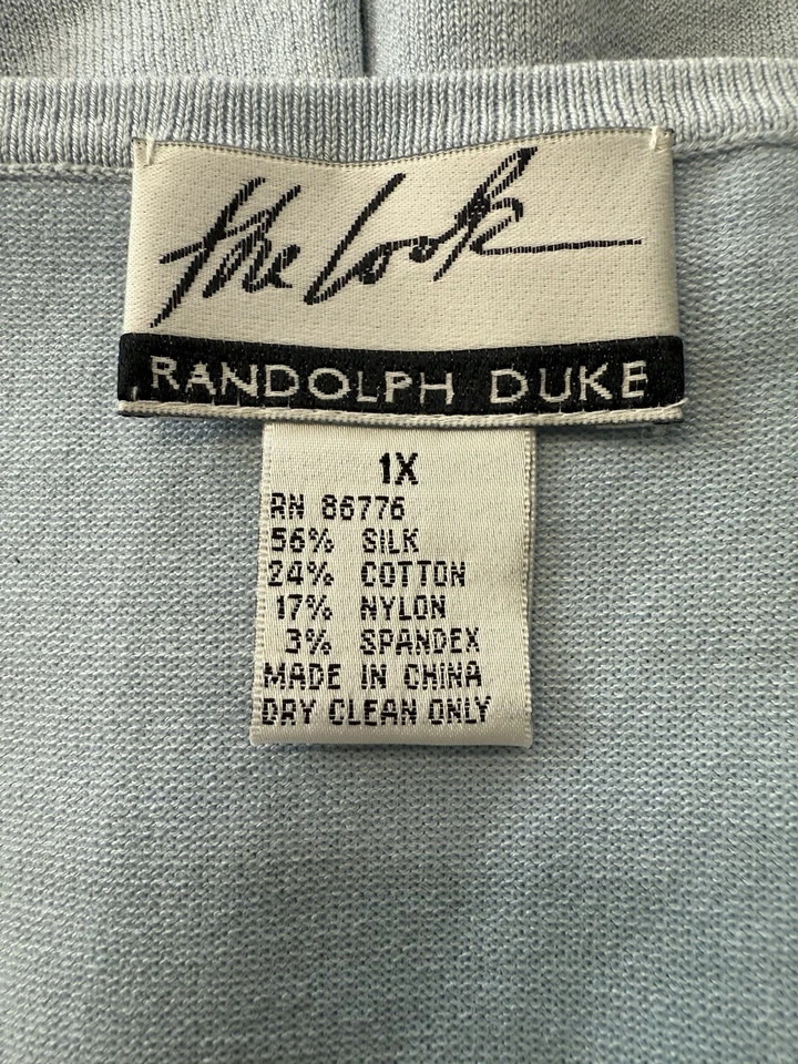 Conjunto de cárdigan y camiseta sin mangas Randolph Duke azul claro con elegantes abalorios negros. 1X Foto 3 de 3