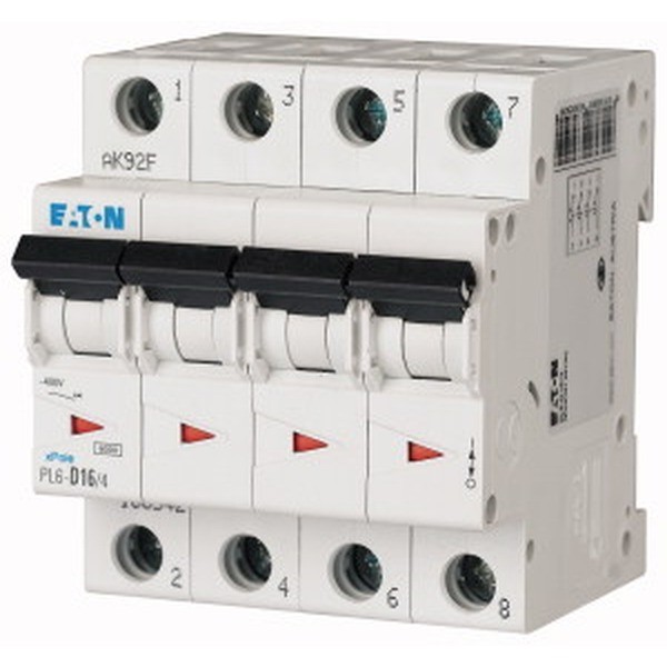 PL6-C16/4 OVERCURRENT CIRCUIT BREAKER C 16A 4P 4M 6KA 166519