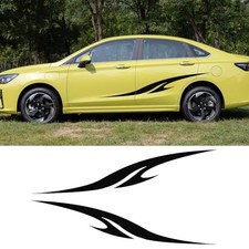 2Pcs 74.8'' Car Body Side Vinyl Decal Sports Racing Stripe Side Skirt Black