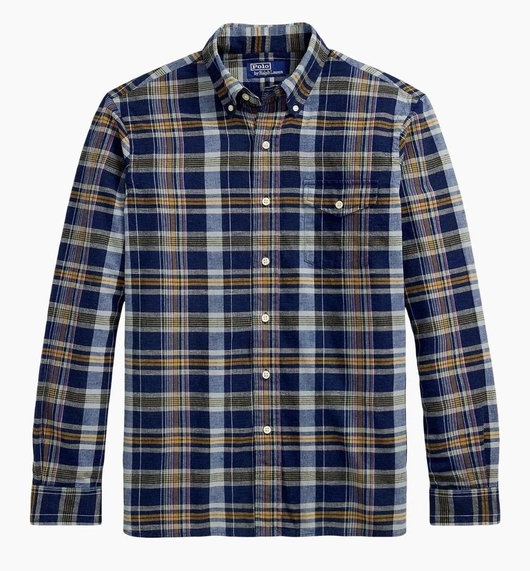Polo Ralph Lauren Classic Fit Indigo Madras Shirt SIZE S MSRP $168 A0031