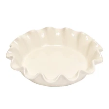 Emile Henry HR Ceramic 10-inch Ruffled Pie Dish, Clay