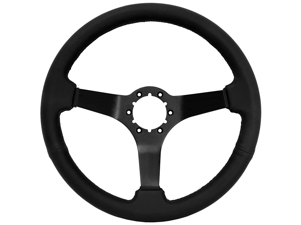 1960-74.5 VW Volkswagen Beetle Bug Black Leather  Steering Wheel Solid Kit 14" - Image 4 of 4