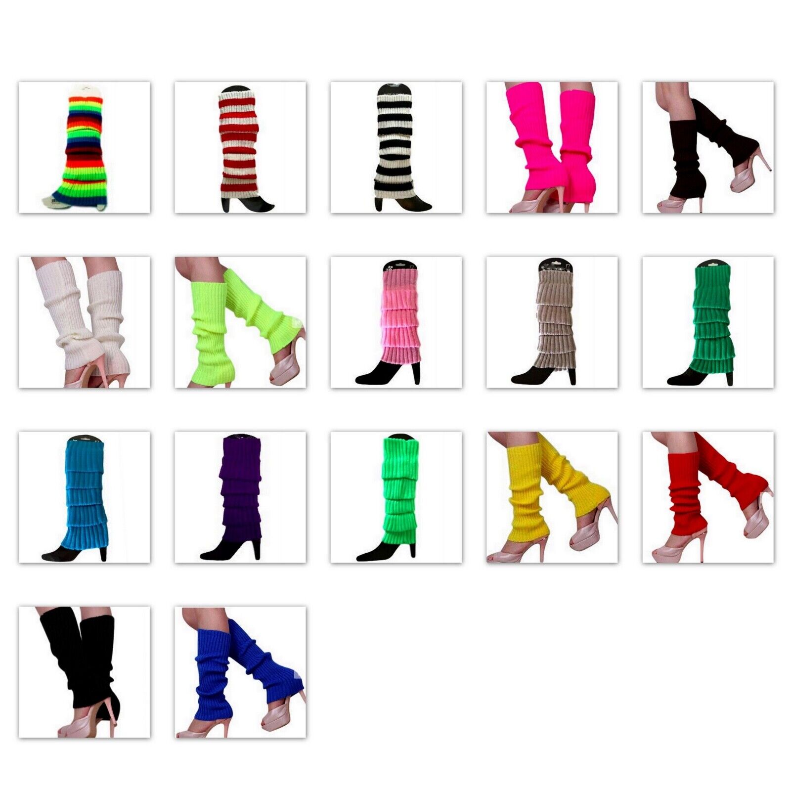 Leg Warmers Legging Socks Knitted Womens Ladies 80s Dance Disco Party Costume