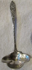 Milk Maid Farmer figural Weidlich sterling silver sauce cream ladle w/ 2 spouts