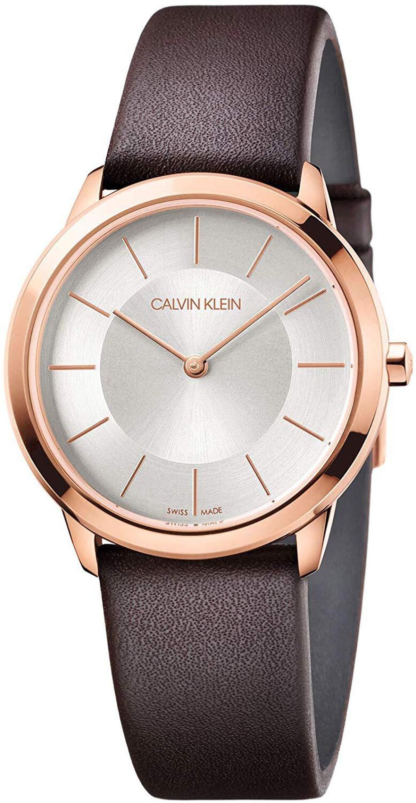 Calvin Klein Brown 'Minimal' Analogue Leather Strap Watch K3M226G6