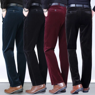 Herren Cordhosen Baumwollhosen 70er 80er Gerade Business Schlank Formal Arbeit - Bild 1 von 4