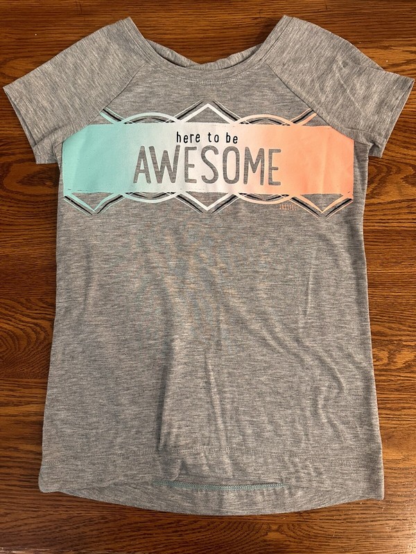 Girls Youth JUSTICE Graphic T-shirt Gray Size 8 Here To Be Awesome Orange Blue