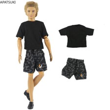 1/6 Boy Doll Clothes For 12" Doll Outfits Black T-shirt Shorts Pants Accessories