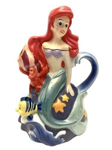 VTG DISNEY PRINCESS THE LITTLE MERMAID ARIEL FLOUNDER SEBASTIAN CERAMIC TEAPOT