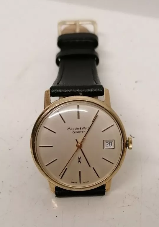 MAPPIN AND WEBB 9CT GOLD QUARTZ BRITISH RAIL SERVICE WATCH