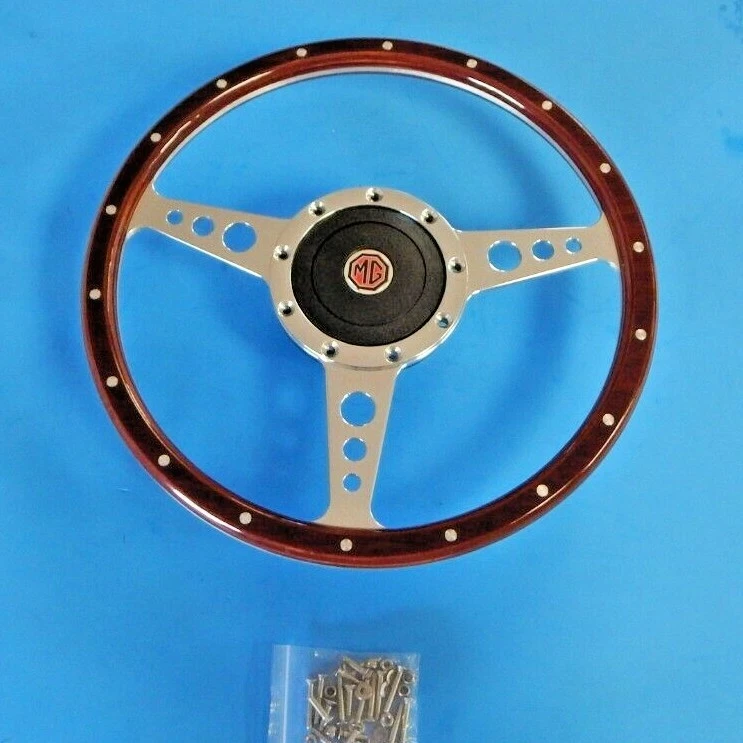 New 13" Wood Steering Wheel and Adaptor for MGB 1970-76 MG Midget 1970-77  - Image 4 of 4