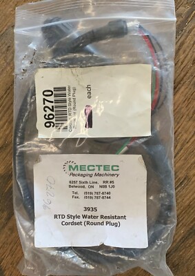 MECTEC PACKAGING MACHINERY 96270 RTD STYLE WATER RESISTANT CORDSET 3935 NEW 