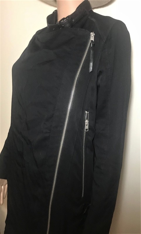 AllSaints Black Zip Trench Coat