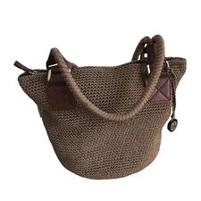 The Sak Brown Crochet Bucket Bag Boho Cottagecore Shoulder Purse Handbag