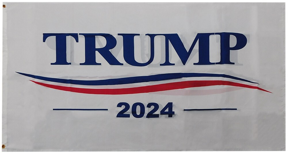 Blue Flag Bandiera Bifacciale Trump 2024, 3x5 Piedi, Bianca Con Onda, In Tessuto Poli-nylon 100D - TRADEWINDS Trump Flag