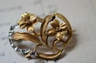 Antique French Art Nouveau 18k Gold Floral Flower Brooch 3.9 Gr