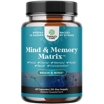 Advanced Nootropics Brain Supplement - Synergetic Mental Energy and Focus 60ct