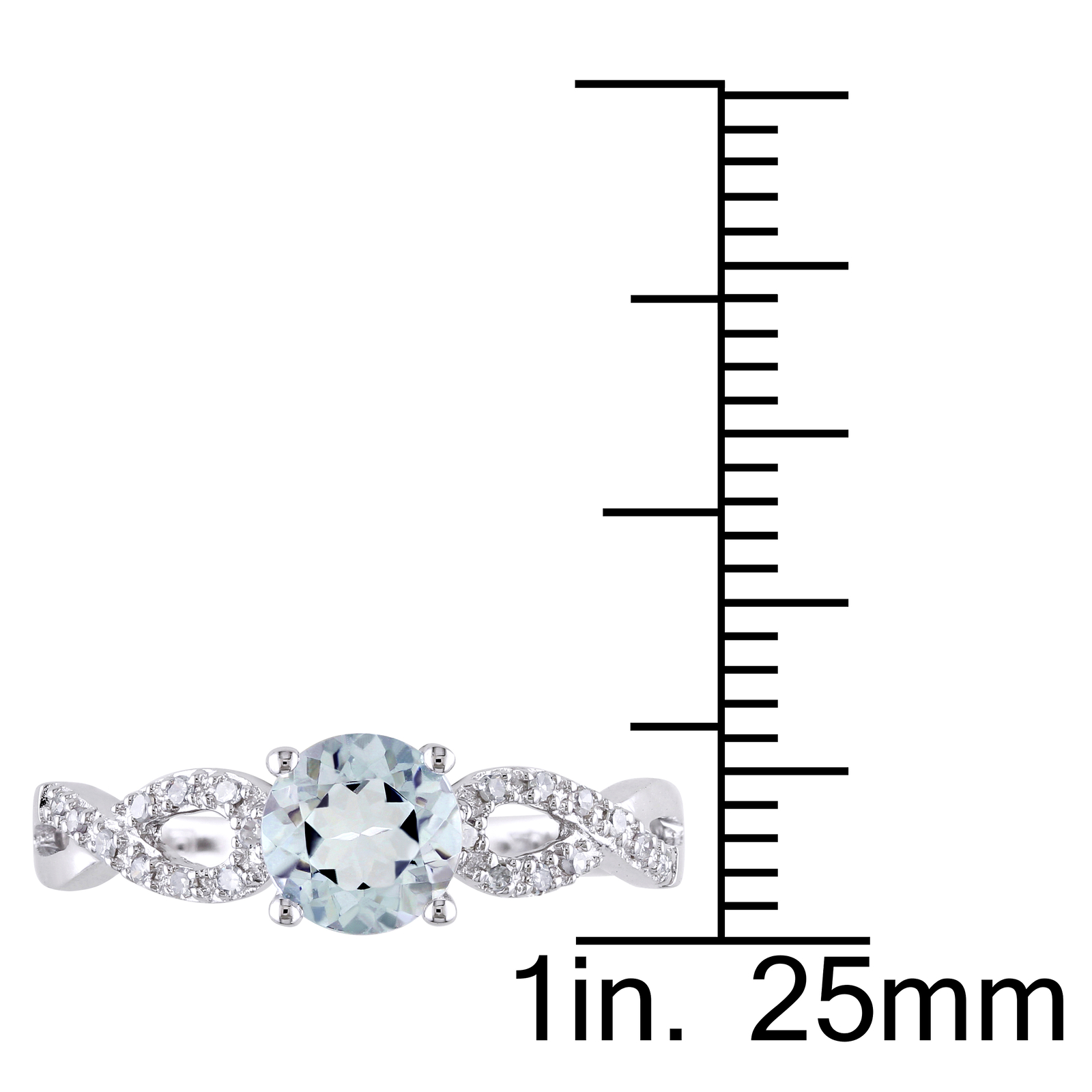Amour 10k White Gold Aquamarine and 1/10CT TDW Diamond Engagement Ring