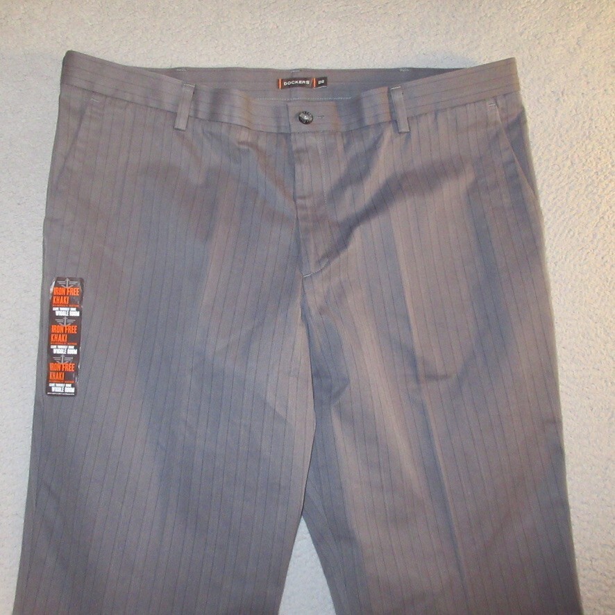 Dockers D2 Pants 42x30 Mens Straight Fit Striped 100% Cotton NWT Measures  42x30