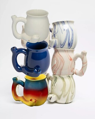 Premium Wake & Bake Ceramic BLUE / PINK/GREEN MARBLE Mug Coffee Cup Smoking  Pipe | eBay