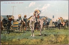 c1910 Chief Joe Healy and Braves Canada Horses Antique Unposted Postcard NATIVE