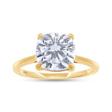 3 Ct Cushion Diamond Solitaire Engagement Wedding Ring 14k YG Lab Grown