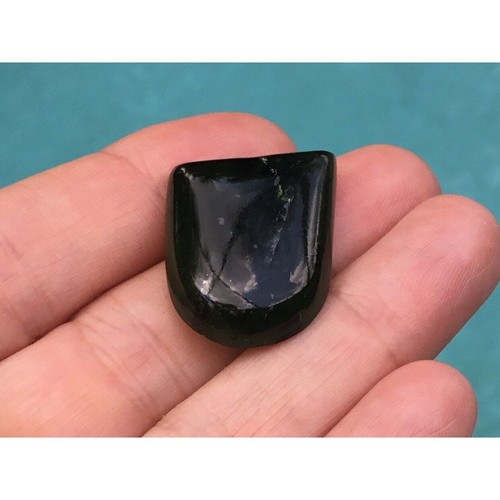 Dark Green Jade Translucent Freeform 27x20x6 mm Cabochon Gemstone - Picture 4 of 8