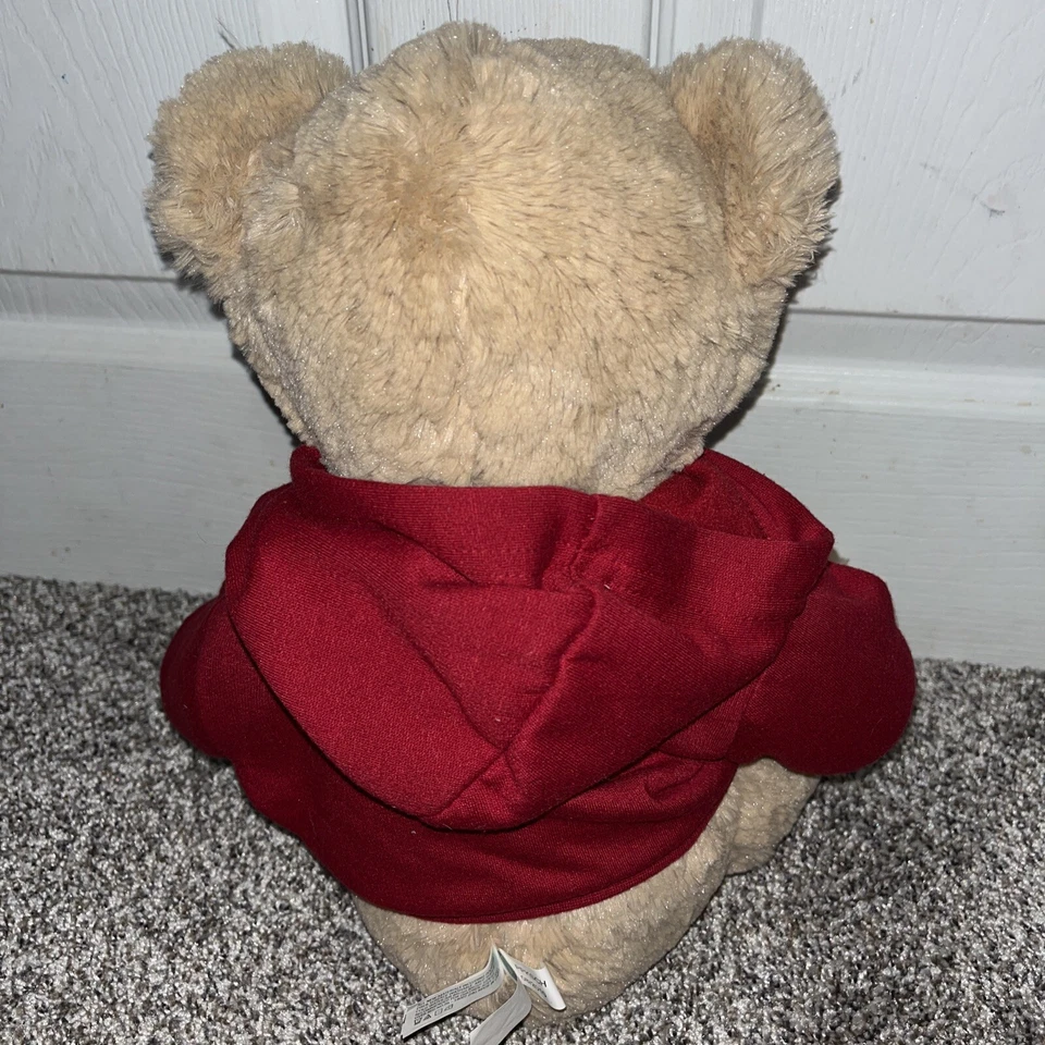 Oso de peluche marrón Aeropostale de peluche con capucha roja con cremallera "Aero 87" 2010 nuevo con etiquetas Foto 3 de 3