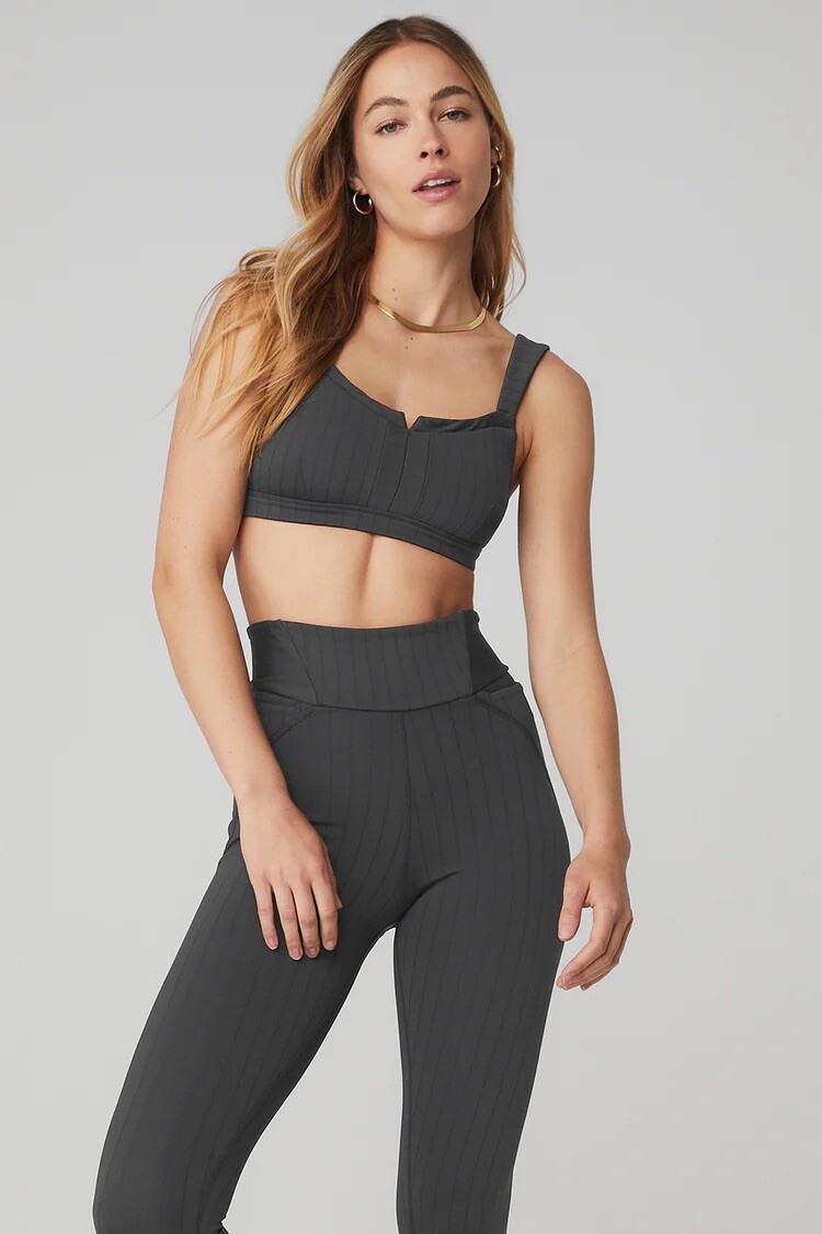 aloyoga Pinstripe Jacquard Bra ブラック　S Pinstripe Jacquard Captivate Bra - Anthracite/Black | ALO