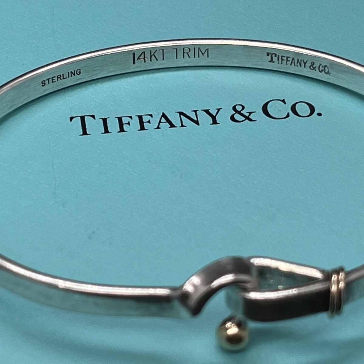 TIFFANY & CO 925 STERLING SILVER & 14K GOLD HOOK & EYE BRACELET | eBay