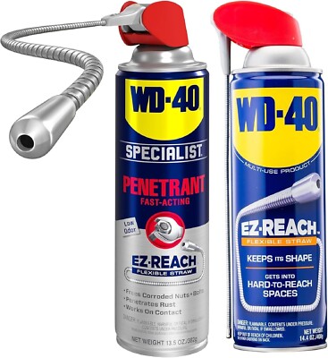 WD-40 Original Formula with 8-inch EZ-Reach Flexible Straw 14.4 OZ Twin Pack 