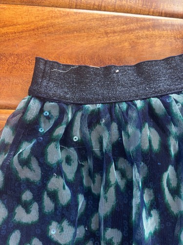 Justice Girls Blue Sequined Shimmer Leopard Animal Print Skort Youth Size 7 - Picture 6 of 9