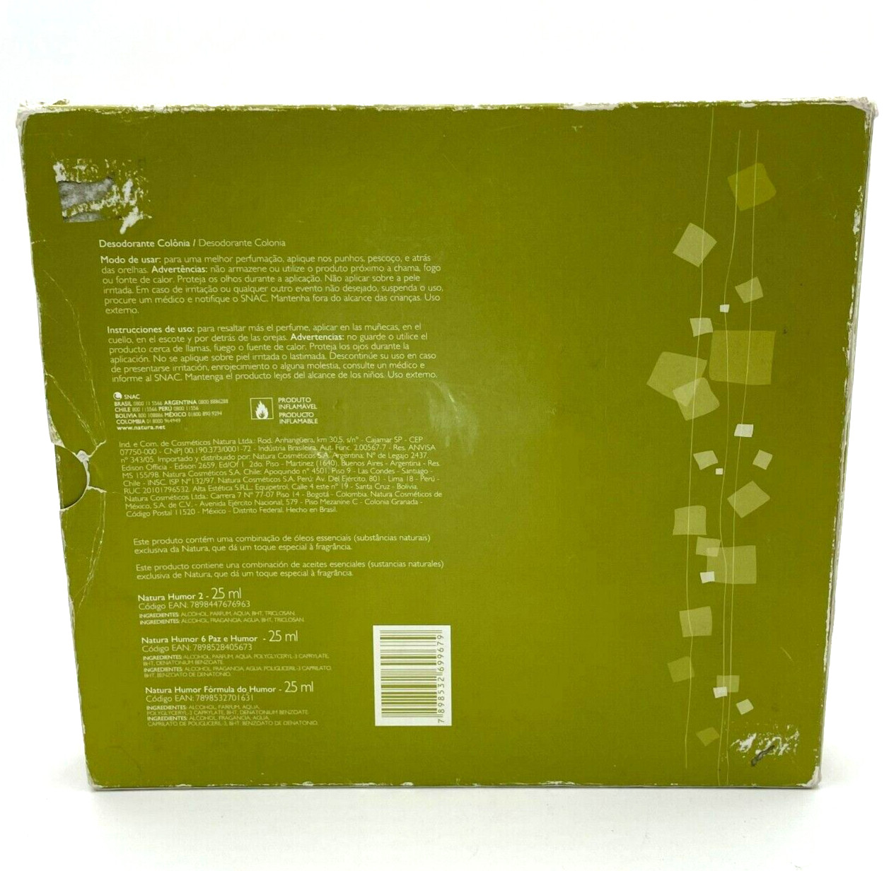 Natura Cologne Humor Paz E Formula Do Humor Set of 3 Bottles Gift Box 25 ml New!