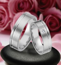 2 Silber 925 ,Trauringe Eheringe mit stein , Hochzeitsringe Gravur Gratis J2-1