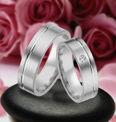 2 Silber 925 ,Trauringe Eheringe mit stein , Hochzeitsringe Gravur Gratis J2-1
