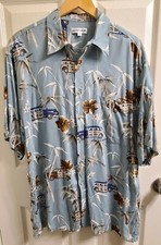 Pierre Cardin Mens Hawaiian Shirt Short Sleeve Green Floral Print Button Size L