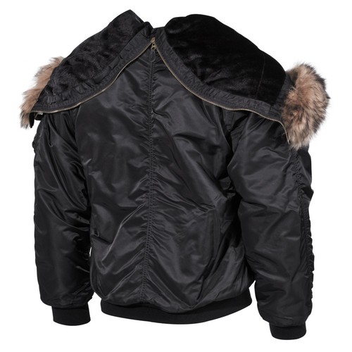 MFH Jacket Bomber Man Military Polar Jacket N2B Black - Picture 3 of 4