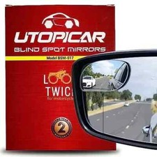 Utopicar Blind Spot Car Mirror - Convex Blindspot Mirrors For 3x Larger Black