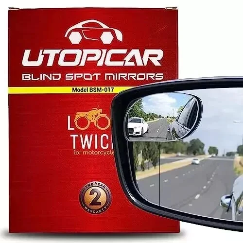 Utopicar Blind Spot Car Mirror - Convex Blindspot Mirrors for 3x Larger Black 