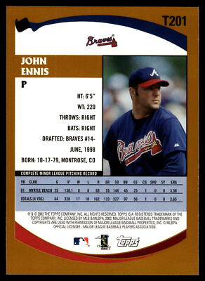 2002 Topps Traded & Rookies John Ennis #T201 Atlanta Braves RC