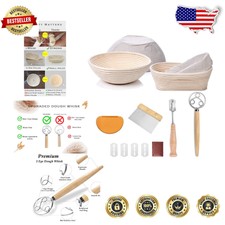 Premium Rattan Banneton Bread Baking Set: Rou...