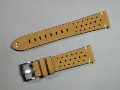 echt Rindsleder Uhrenarmband Hellbraun Matt Gelocht 22mm Edelstahlschließe 0836