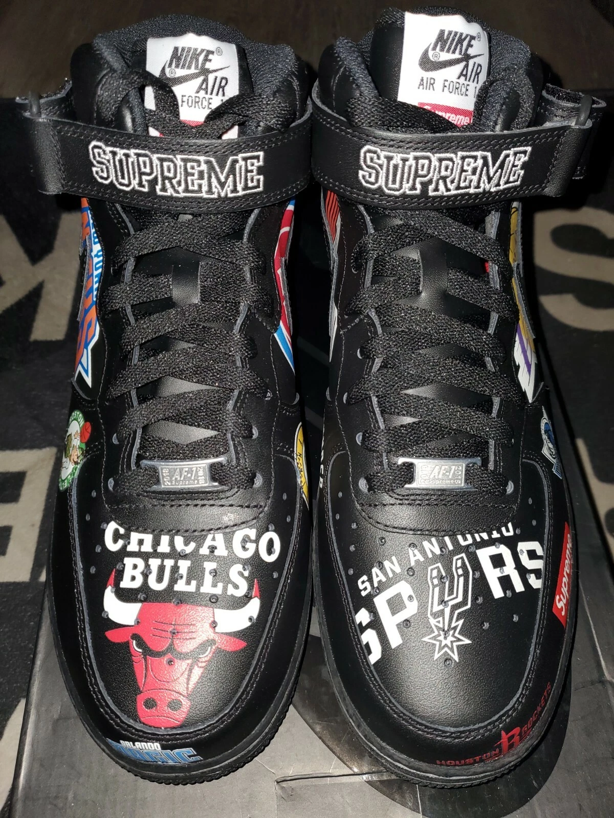 Nike x Supreme x NBA Air Force 1 Mid '07 Noir 2018 Taille 10 DS