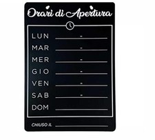 CARTELLO SEGNALETICO - Orario di apertura tipo lavagna- Con Adesivo in Vinile e 