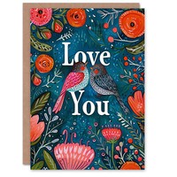 Ich Liebe Dich, VöGel, Blumen, Jahrestag, Valentinstag, Ihre Frau Valentinskarte