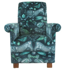 Emma Shipley Extinct Navy Velvet Blue Fabric Adult Armchair Chair Accent Small